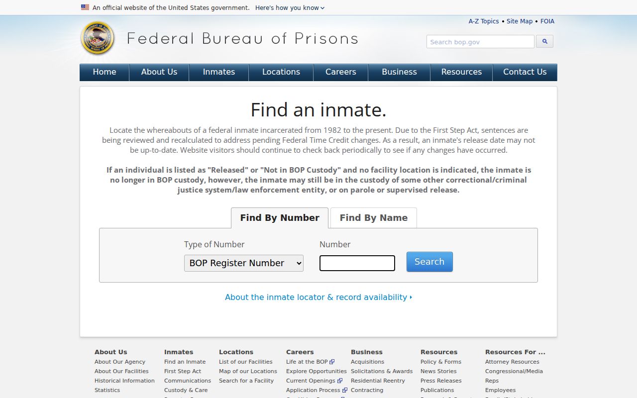 Federal inmate locator for a federal case tied to Deaf Smith County