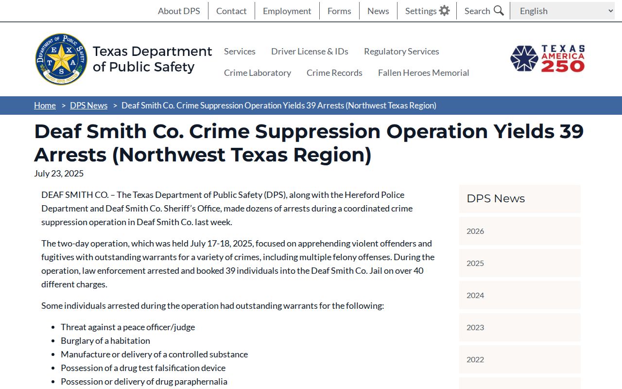 DPS report on a Deaf Smith County multi-agency arrest operation
