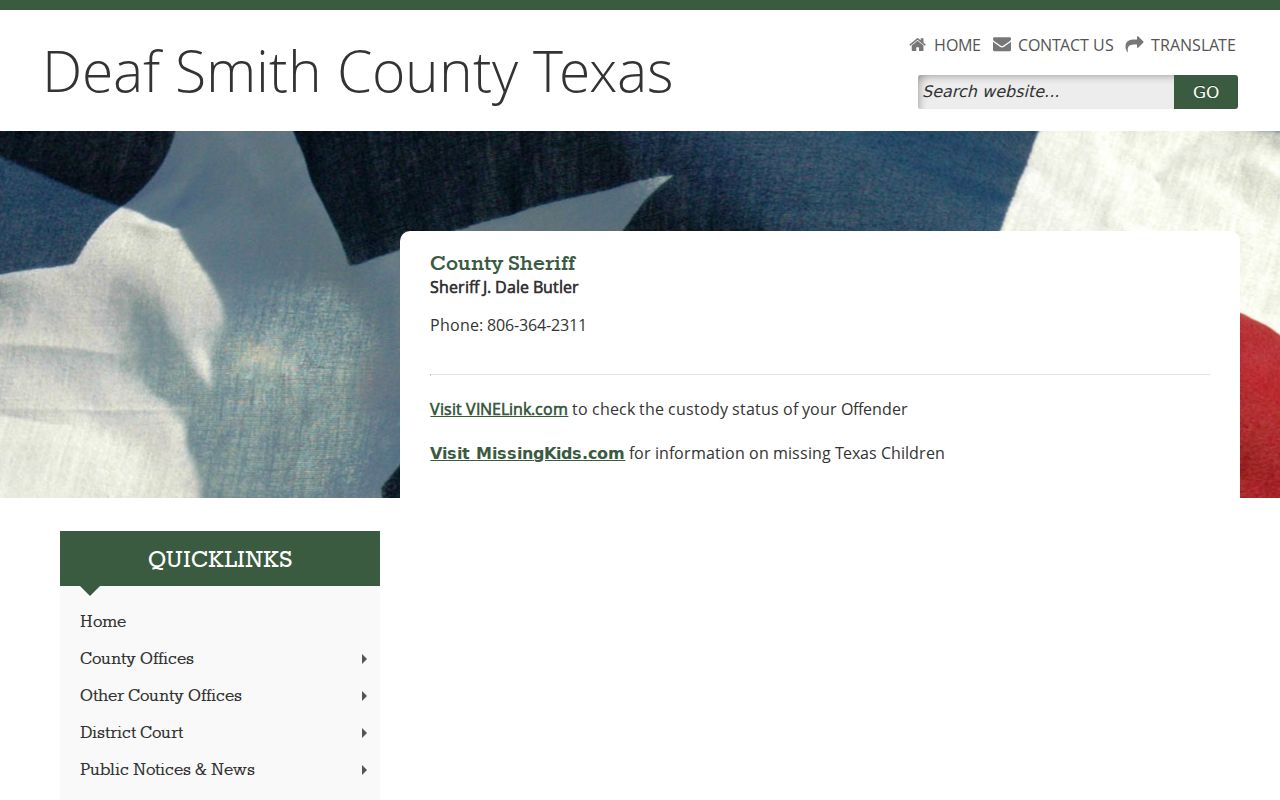 Deaf Smith County arrest history and Sheriff contact page