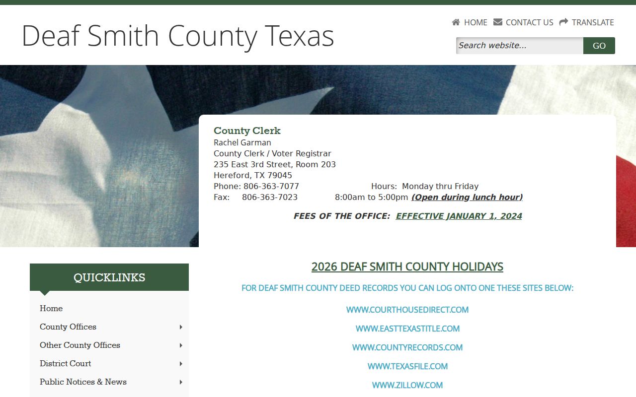 Deaf Smith County misdemeanor criminal case records at the County Clerk