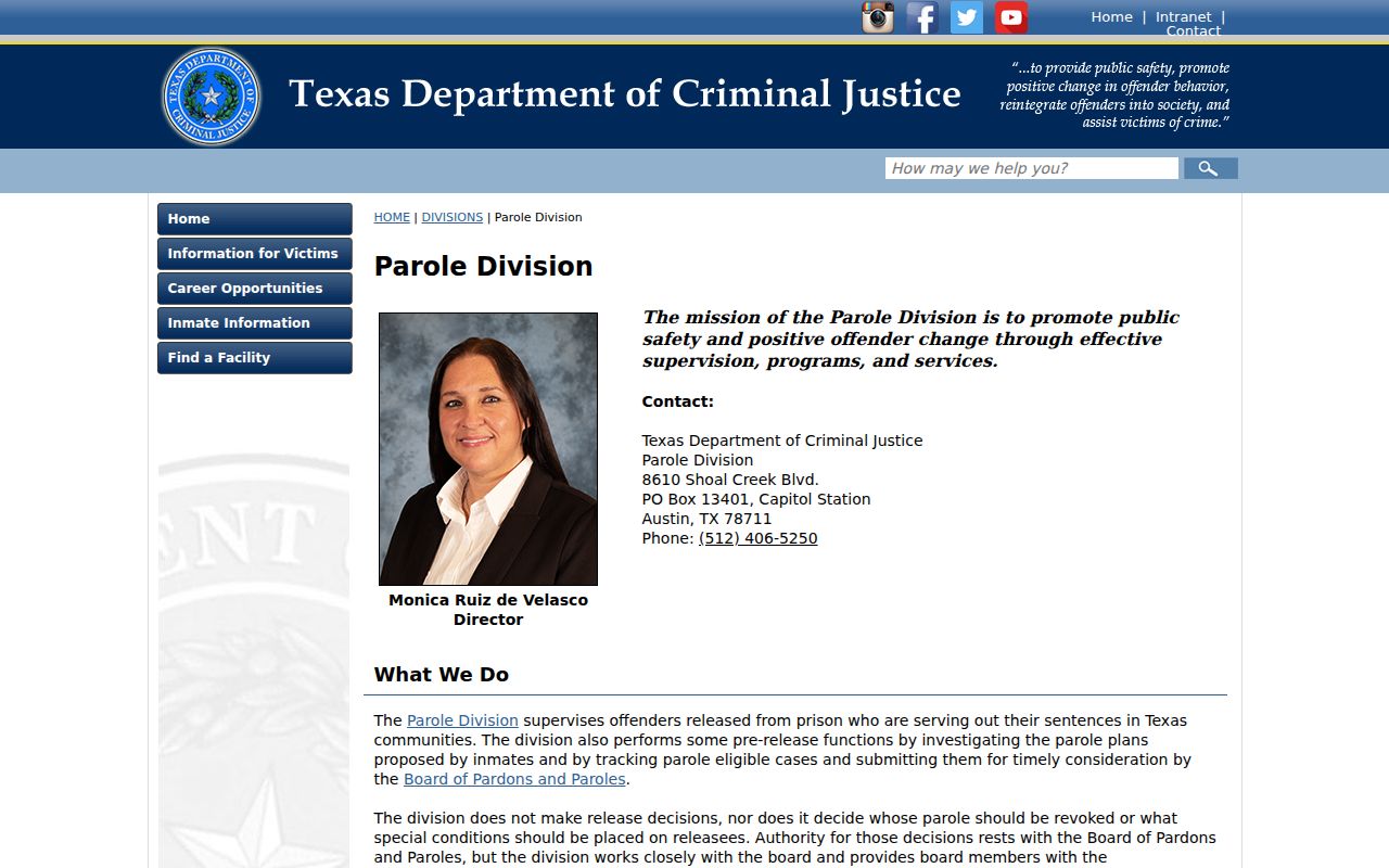Deaf Smith County criminal record TDCJ parole supervision