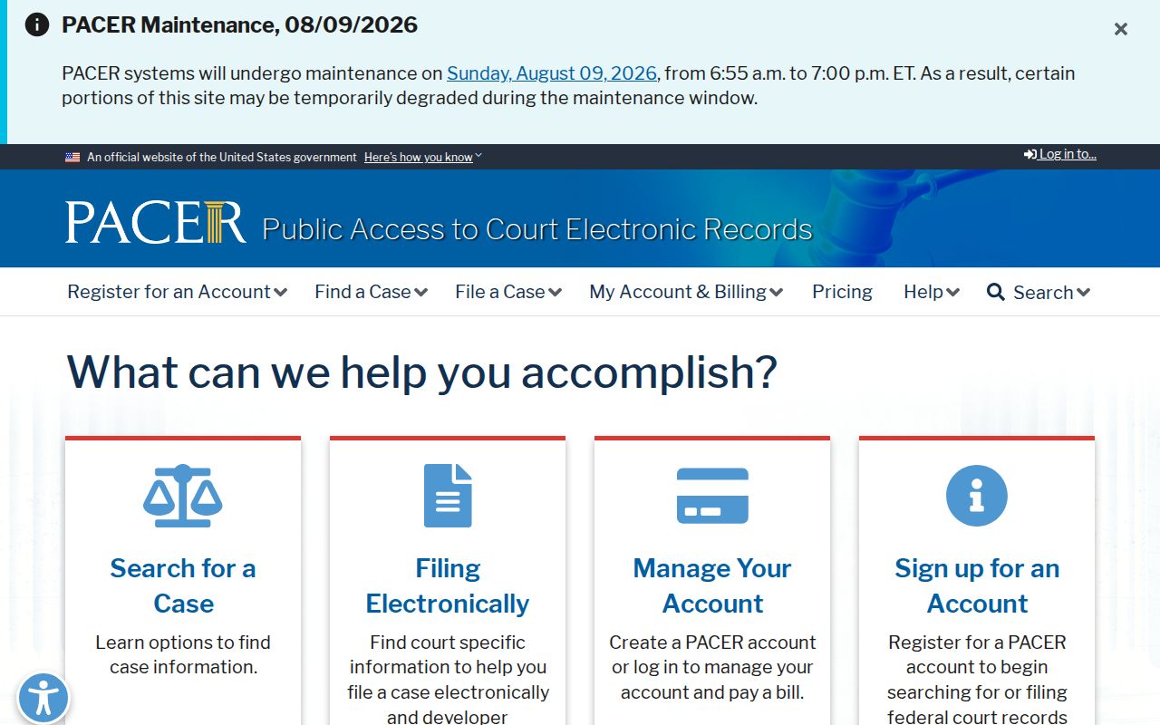 Deaf Smith County criminal records PACER federal case access