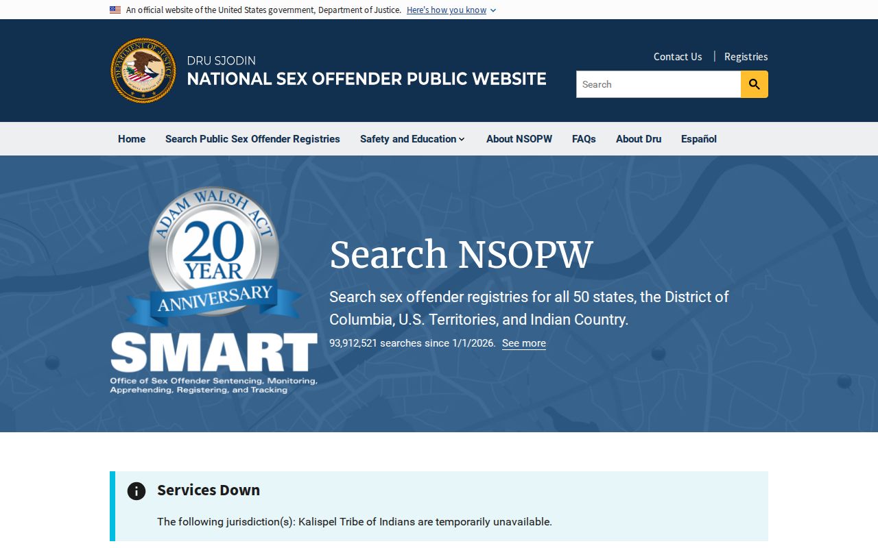 National sex offender registry search option for a Deaf Smith County inquiry